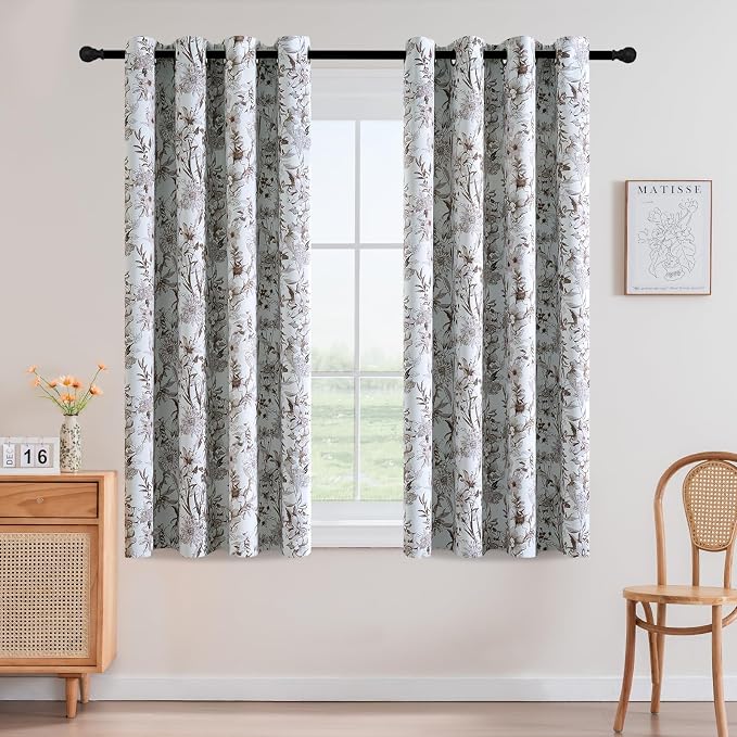 H.VERSAILTEX Blackout Curtains 63 Inch Length 2 Panels Set Floral Print Curtain by HVERSAILTEX