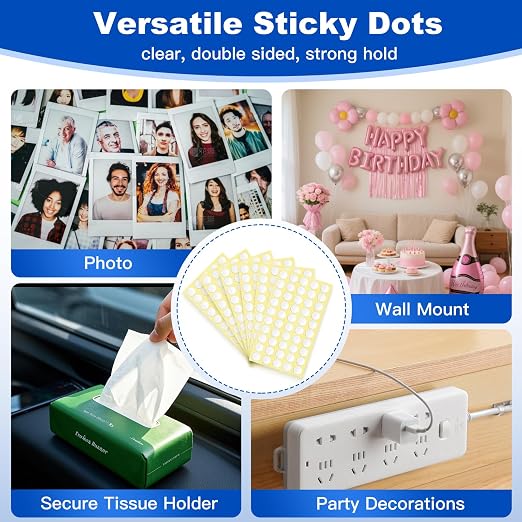 300 PCS Sticky Dots Double Sided, 0.79" X 0.04" Adhesive Dot | Removable - Image 4