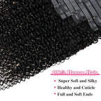 Seamless Clip In Hair Extensions Real Human Hair Invisible PU Weft Kinky Curly Clip Ins Human Hair Extensions 8pcs with 18Clips Per Set 120g(22inch,Natural Black)