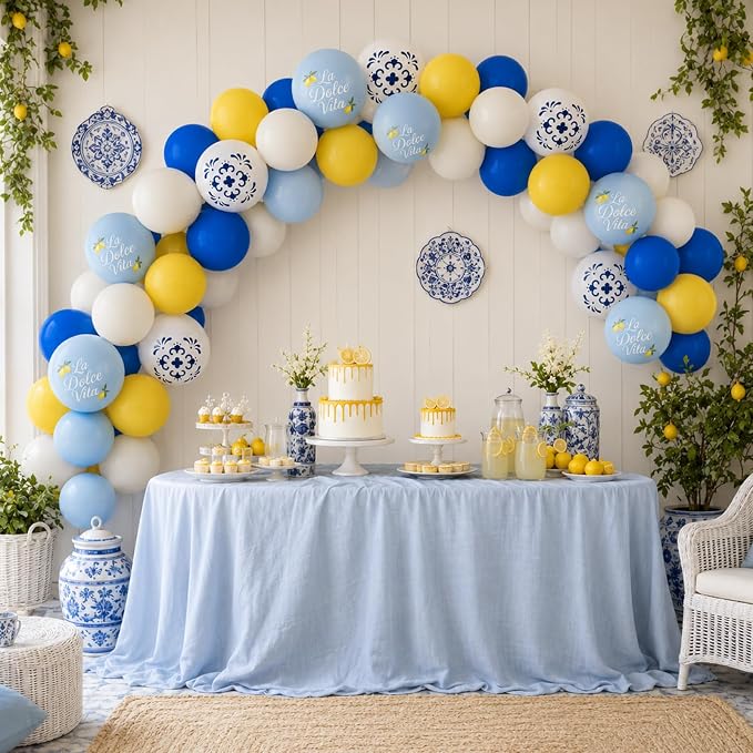 Blue and Yellow Lemon Balloons 12inch Amalfi Coast Party Decorations | Pastel - Image 8