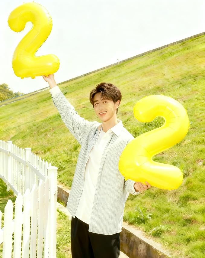 Yellow Number 2 Balloon 40 inch, Balloon numbers party supplies, deco photo - Image 4