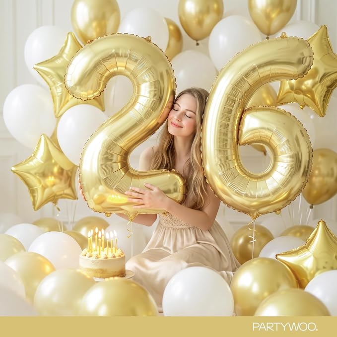 PartyWoo Number Balloons 40 Inch Gold Number 16 Kit 33pcs - Image 8