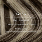 YoungSee Sew in Human Hair Extensions Balayage Hand Tied Weft Hair Extensions Human Hair Sew in Extensions Chocolate Brown with Ash Blonde Balayage Straight Hair Bundle 18Inch 100G
