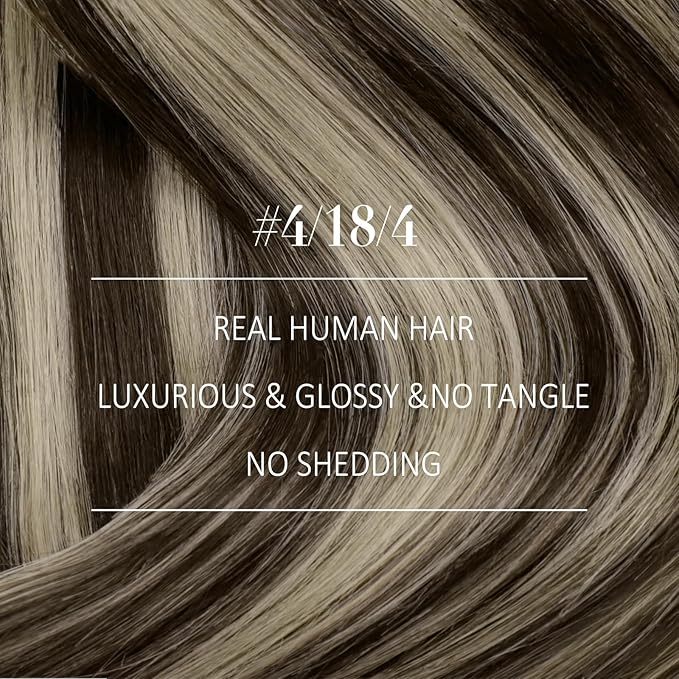YoungSee Sew in Hair Extensions Real Human Hair Balayage Double Weft Hair Extensions Human Hiar Chocolate Brown with Ash Blonde Balayage Straight Hair Extension Sew in 20Inch 100G