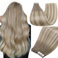 Full Shine Balayage Tape in Hair Extensions Human Hair Color 19 Grey Blonde Ombre 8 Ash Brown And 60 Blonde Seamless Invisible Tape Extensions 18Inch Remy Skin Weft for Wedding 100Gram 40Pcs