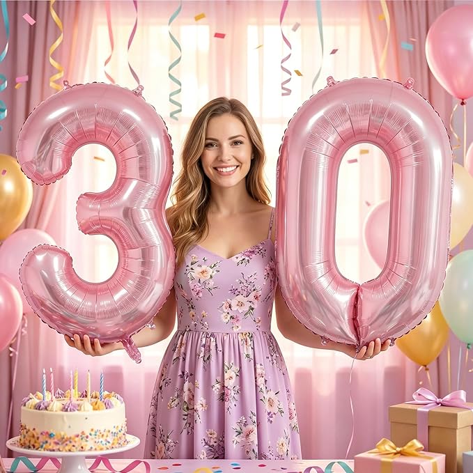 Number Balloons Pink Party Balloon - Image 6