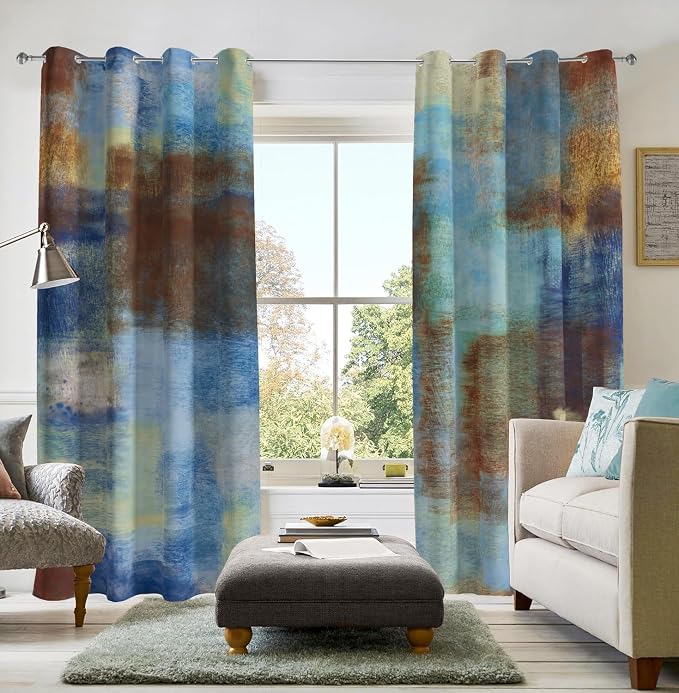 Asuexpect Abstract Curtains 2 Panels Abstract Rust Curtain Room Darkening - Image 5