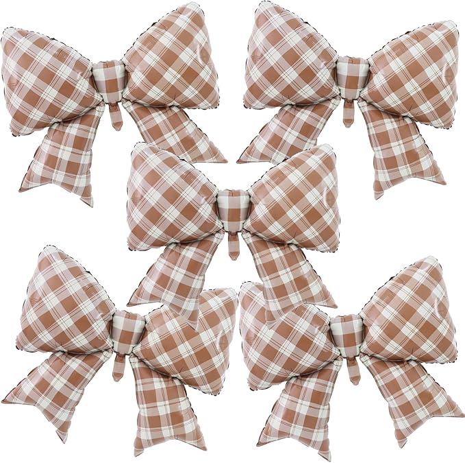 38 Inches Bow Balloon Checkered Brown by Vuzvuv
