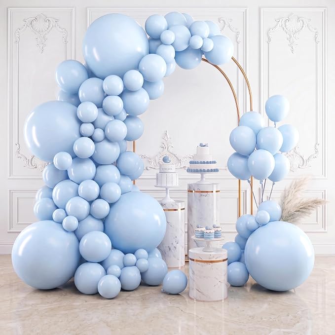 RUBFAC Pastel Blue Balloons Different Sizes Light Blue Balloon 154pcs | Blue by RUBFAC