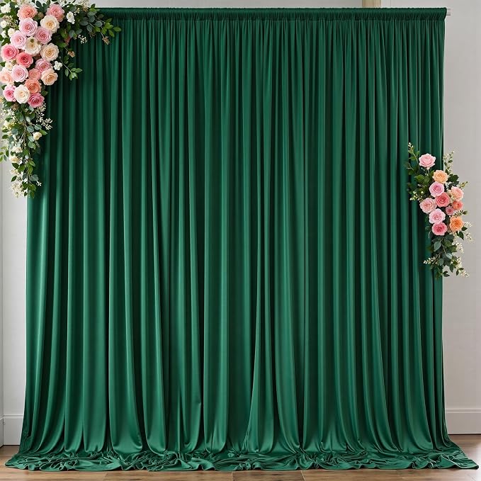 10 ft x 8 ft Wrinkle Free Hunter Green Backdrop Curtain by Outpain