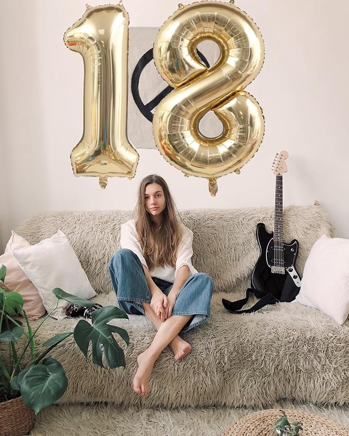 Light Gold 17 Number Balloons 40 Inch Giant Champagne Gold Birthday Numbers | - Image 3