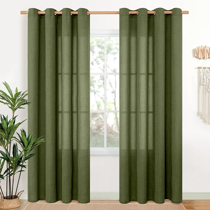 YoungsTex Olive Linen Curtains 80 Inch Length by YoungsTex