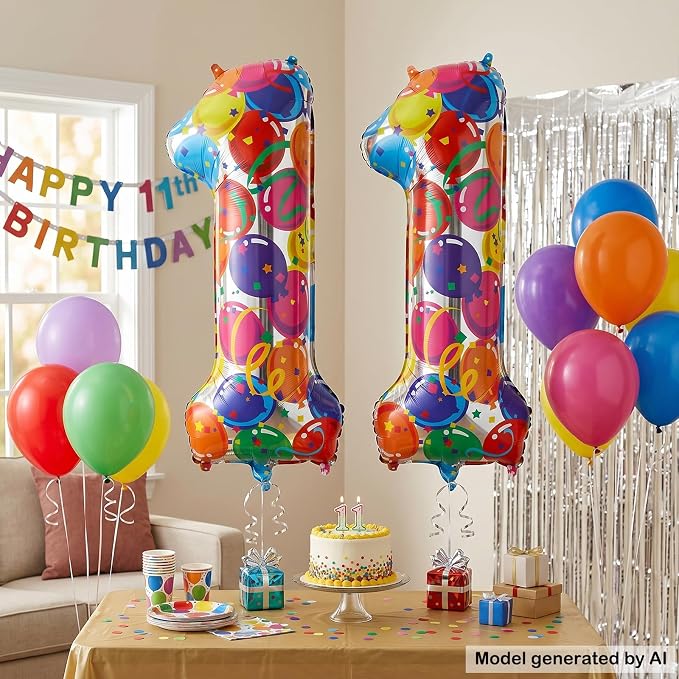 40 Inch Number 11 Balloon Set Large Foil Balloons - Image 3
