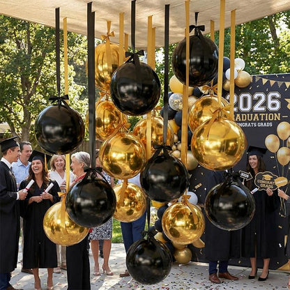Jenaai 30 Set Black and Gold Round Foil Balloons Bulk 22 Inch 4d Metallic Giant - Image 6
