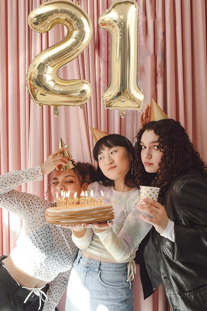 Light Gold 21 Number Balloons 40 Inch White Gold Giant 12 Foil Mylar Helium | - Image 2