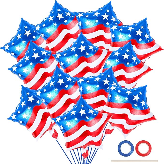 24 Pcs 4th of July Balloons, American Flag Balloon, Patriotic Party Decorations by Unknown