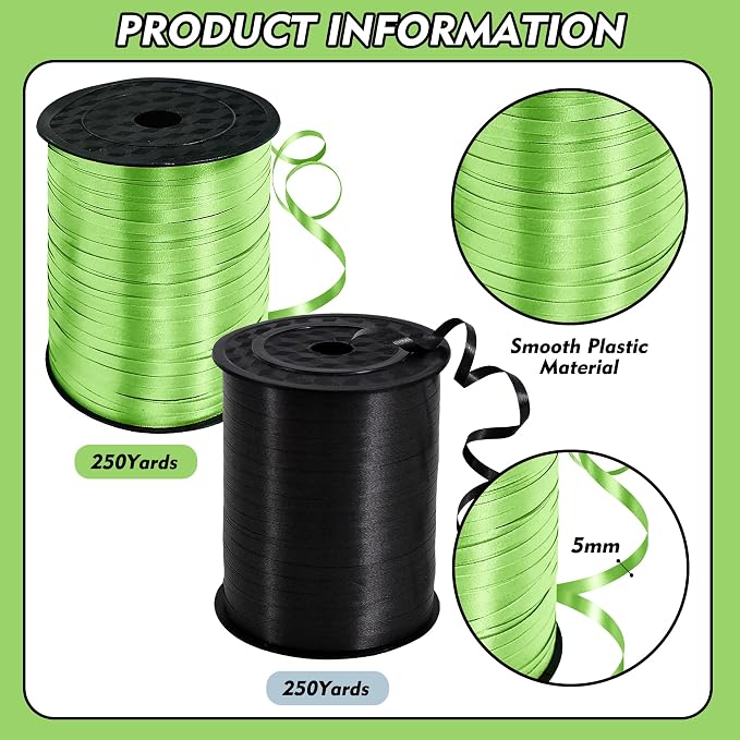 TONIFUL 500 Yards Black and Green Curling Ribbon Balloon String | Balloon - Image 2