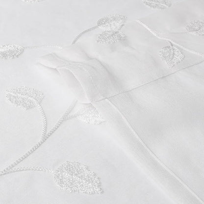 White Sheer Curtains Decorative Embroidered Leaf 54 Inches Long | Light - Image 5