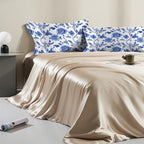 Satin Pillowcase 1 Pack-Vintage Blue Floral Silky Pillow Cover for Hair and Skin,Standard Size 20x26 Inch Soft Cooling Printed Pillow Cases with Hidden Zipper,Gifts for Women Men