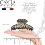 Camila Paris CP3036 French Hair Clip for Thick, Long, Curly & Wavy Hair - Handmade Onyx, Girls' Big Claw Clip, Strong Hold