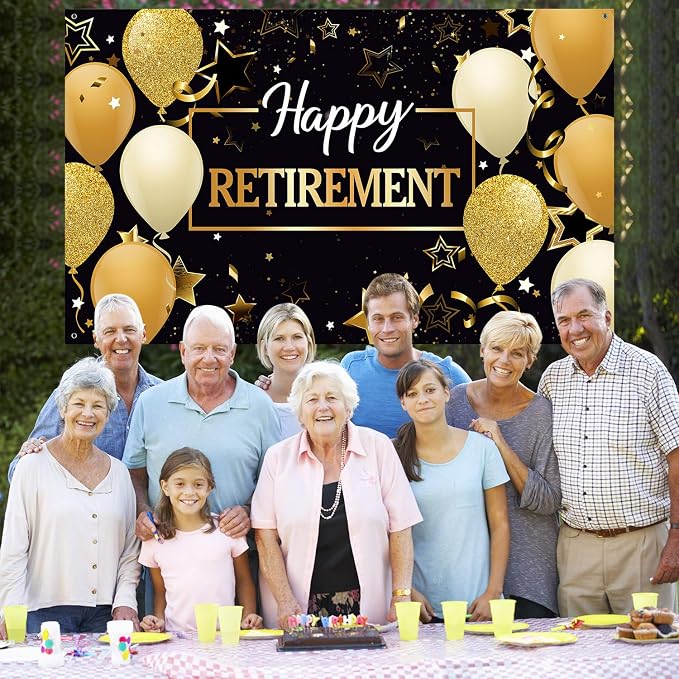 Blulu Retirement Party Decorations, Extra Large Fabric Retire Sign Banner Photo - Image 7