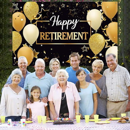 Blulu Retirement Party Decorations, Extra Large Fabric Retire Sign Banner Photo - Image 7