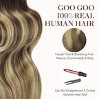 GOO GOO Tape in Hair Extensions Human Hair, 2/6/18 Balayage Brown to Dirty Blonde, 12inch 40g 20pcs, Skin Weft Seamless Invisible, Silky Straight with Thick Ends, Remy Human Hair