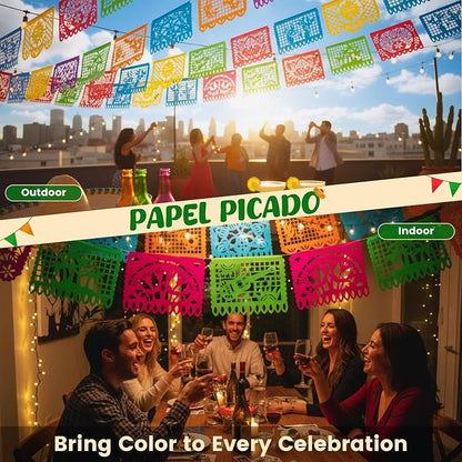 DOMESTAR 2 Packs 36 FT Mexican Party Banners, Fiesta Party Decoration | Papel - Image 3