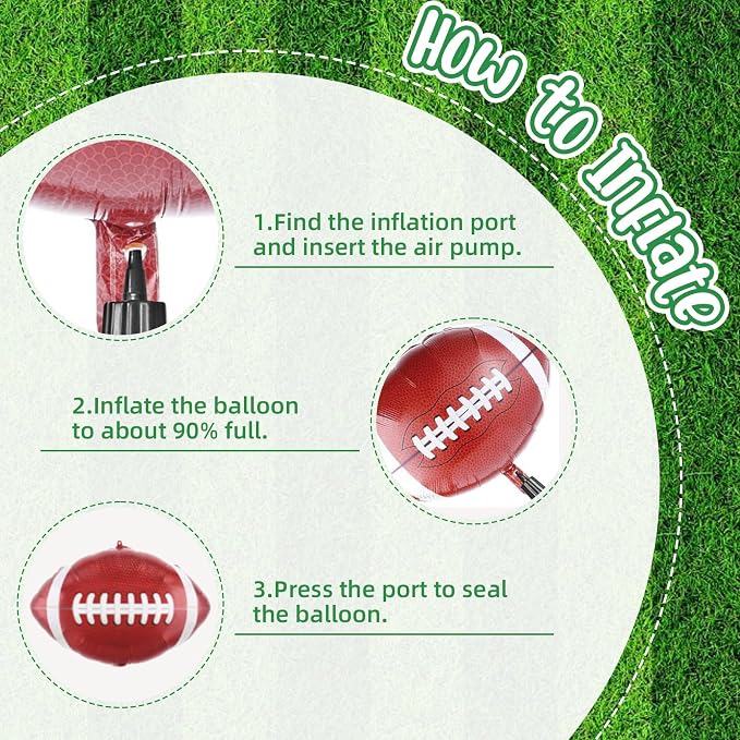 Football Balloons, 12 Inch Retro Dark Green and Brown Ivory White Balloons - Image 3