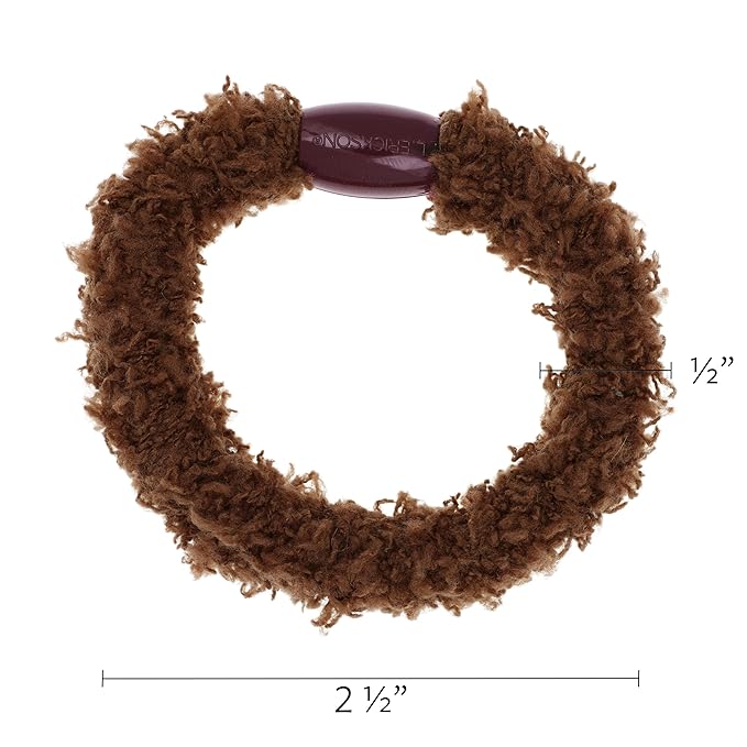 Brown and Purple Hair Ties for Women, Cozy Pony, 5 Pack, Stone, Extra Thick No-Crease Bands with Strong Hold and Damage-Free Design, Soft Fuzzy Ponytail Holders for All Hair Types | L. Erickson