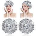 2pcs Deep Conditioning Hair Cap for Oil Treatment Heat Heated Shower Caps Reusable Aluminum Foil Double Layer Aluminum Foil Steam Caps for Home Salon Use Hair Dyeing Long Thick Hairs