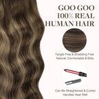 GOO GOO Tape in Hair Extensions Human Hair, 4/26/4 Balayage Chocolate Brown to Honey Blonde, 22inch 50g 20pcs, Skin Weft Seamless Invisible, Silky Straight with Thick Ends, Remy Human Hair