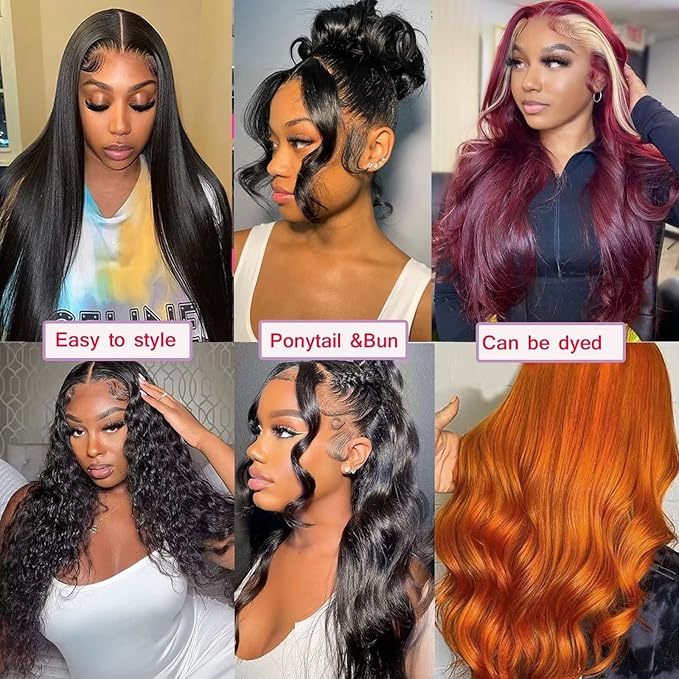 Lemoda Full 13x6 Body Wave Lace Frontal Virgin Human Hair Wigs 26Inch 210% Density 13x6 HD Transparent Lace Front Wigs 15A Brazilian Pre Plucked Natural Hairline Thin Knots