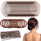 80Pcs Hair Net Set，30 Invisible Elastic Nylon Hair Net，40 U-Shaped Hair Pins and 10 Elastic Hair Ties,Perfect for Ballet Bun, Food Service, and Everyday Use（Brown）