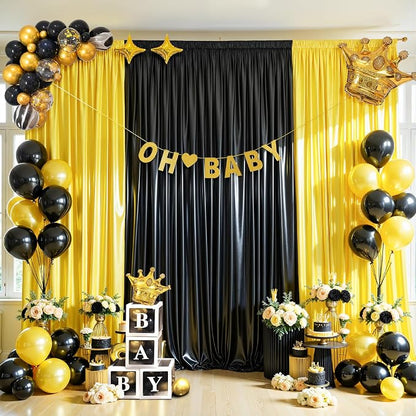 10x10ft Yellow Gold Glitter Backdrop Curtain - Image 6