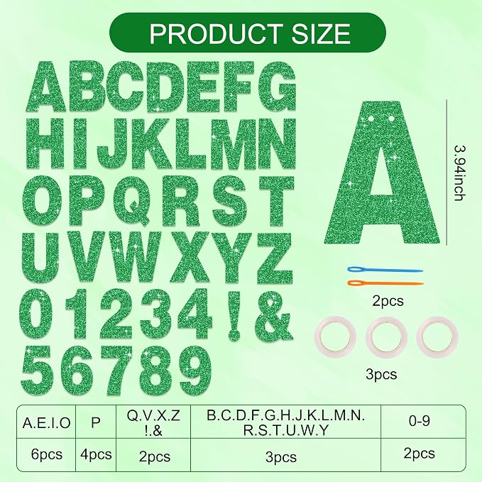 BEISHIDA Glitter Green 116 PCS A-Z DIY Letter Custom Banner Party Decor | 111 - Image 2