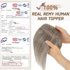 Rich Choices Real Human Hair Toppers for Women With Bang 100% Remy Human Hair Topper for Thinning Hair Clip in Silk Base Hair Topper 10 Inch Salt and Pepper G2 Silver