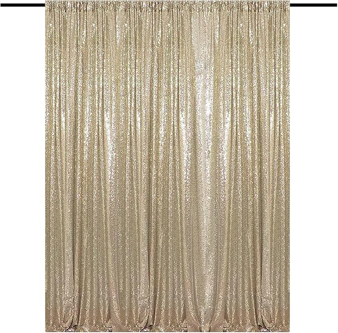 Champagne Gold Sequin Backdrop for Party 10FTx10FT | 1 Panel, Sparkly by HMQIANG