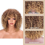 Afro Wig 15 Inch Black Women Afro Wigs African Curly Wigs Elastic Fluffy Wigs Synthetic Hair Suitable for Cosplay Daily and Party