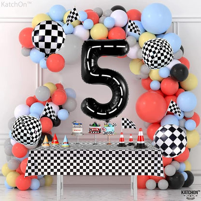 KatchOn, Number 5 Race Car Black Balloon - Image 5