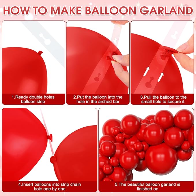 Amandir 153 Pcs Red Balloons Arch Garland Kit Different Sizes | 18 12 10 5 Inch - Image 4