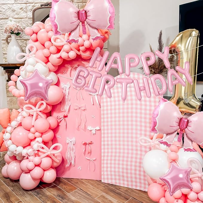 29PC Bow Happy Birthday Balloon Banner, 16Inch 3D Aluminum Letter Banner Sign - Image 5