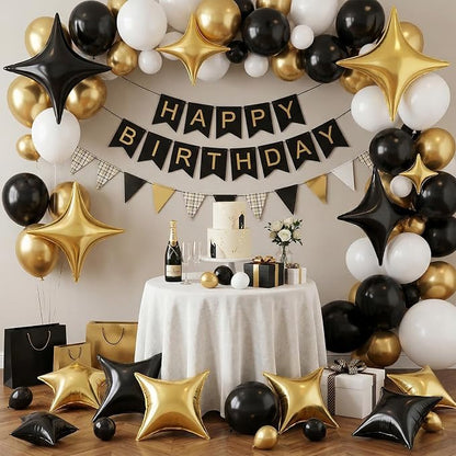 Black Gold Star Balloons, 26 Inch and 10 Inch Gold Stars Shaped Balloon - Image 6
