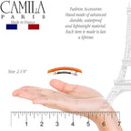 Camila Paris CP3041 French Hair Barrette Clip for Girls, Set of 2 Orange Rubberized Metal Clasp Strong Hold Grip Hair Clips for Women, No Slip Durable Styling Girls Hair Accessories, Made in France
