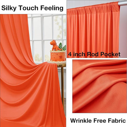 10ftx10ft Wrinkle Free Orange Backdrop Curtains - Image 2