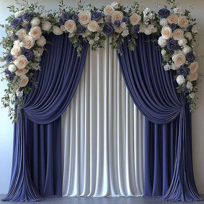 ESGOTBME 30x10ft Wrinkle Free Navy Blue Backdrop Curtain - Image 2