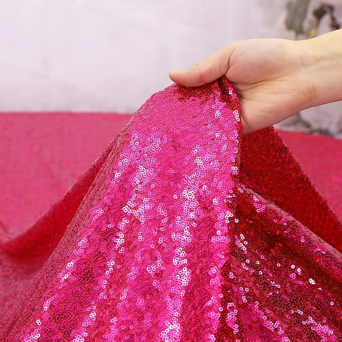 PartyDelight Hot Pink Sequin Backdrop Curtains 5x10ft 2 Panels | Sparkly 3mm - Image 8