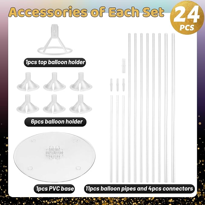 24 Sets Balloon Stand Kit, Balloon Sticks - Image 3