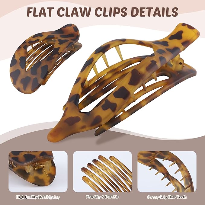 Lourny Flat Hair Clips for Women, French Flat Claw Clips & Duckbill Hair Clips for Thin Hair Lightweight Non-Slip Claw Clips for Women 6PCS