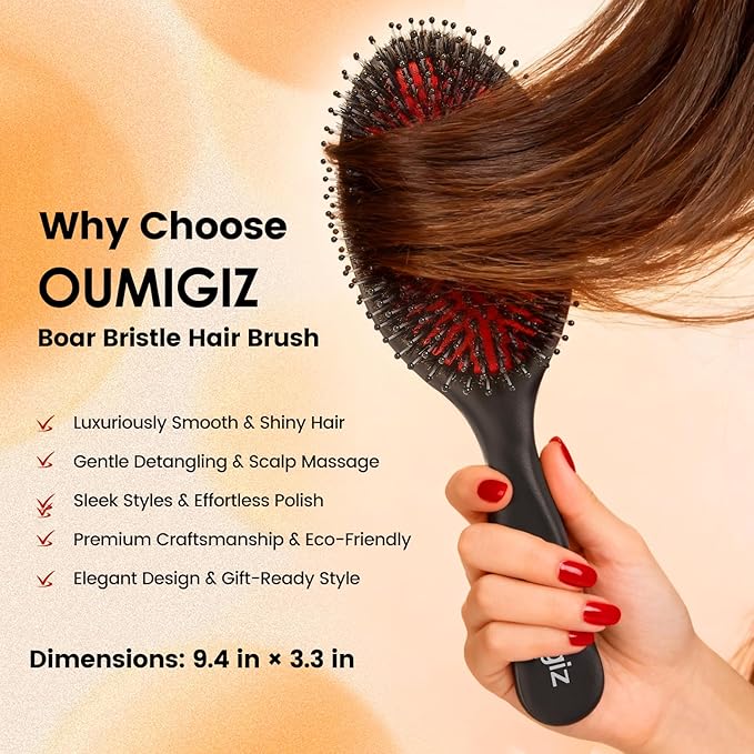 Boar Bristle Hair Brush Since 1965 British Craftsmanship, Handmade Natural Wood Slick Back Hairbrush, Soft Bristles Gentle Detangling Smoothing Women Men Kids Long Curly Thick,Thin, Fine Hair